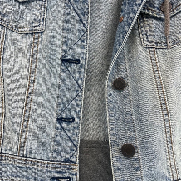 American Eagle Jean Sweater Jacket Hood Gray Women’s Size Medium - Picture 12 of 12